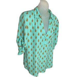 SOHO Jeans Duck Pattern Blouse Shirt Top Tab sleeves Size Medium